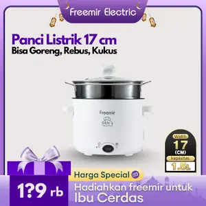[XCLSV] freemir Panci Listrik 1.5 Liter Low Watt Multifungsi Anti Lengket Electric Cooker Steamer Serbaguna Kitchenware