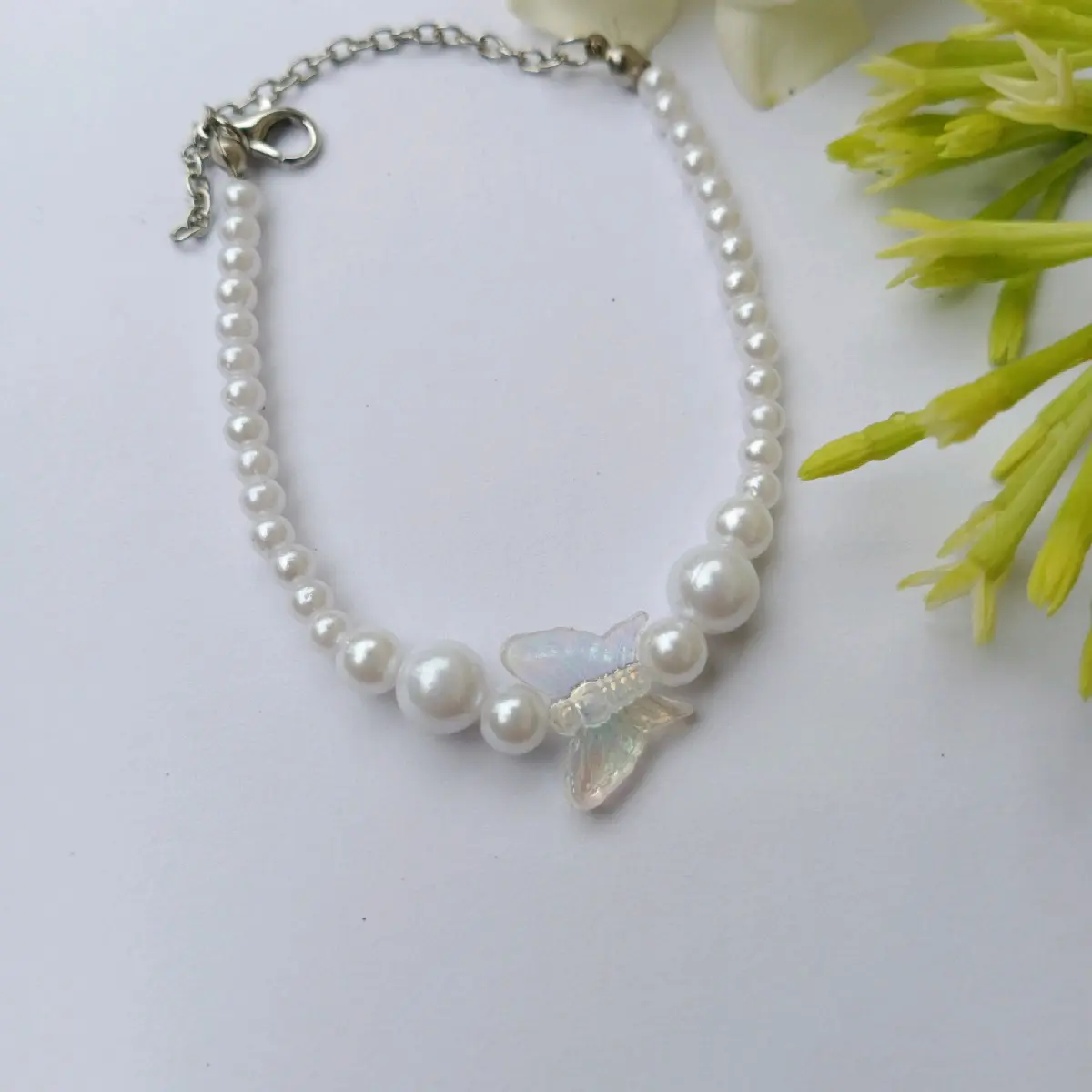 Pearl Flutter Gelang Mutiara dengan Kupu-kupu Elegant wanita maupun Couple