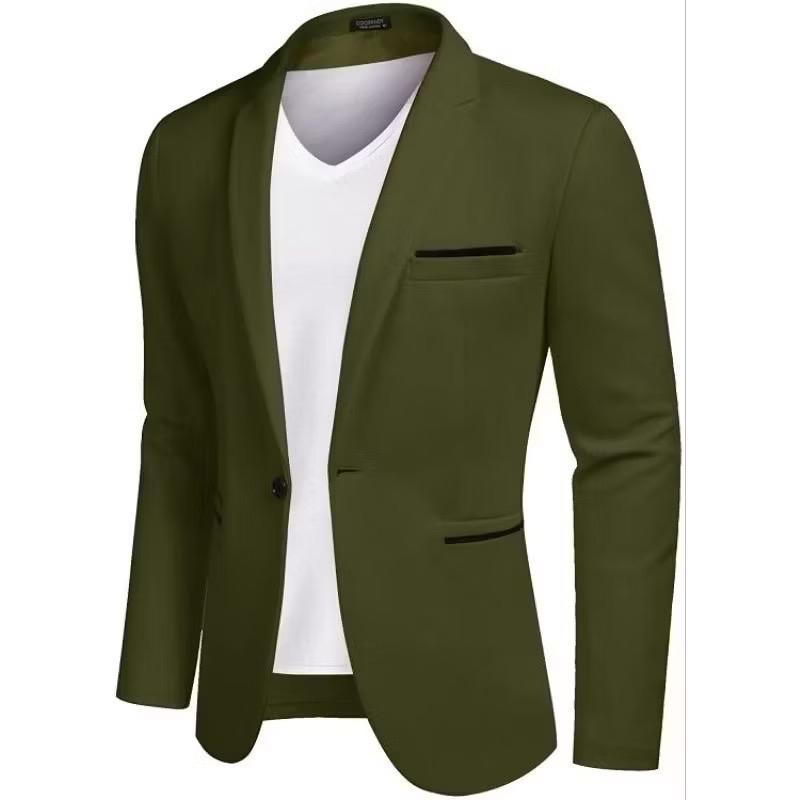Blazer Casual Pria Style Korea - Jaket Formal Panjang Hitam Slim Fit - Cardigan, Kantor, Dewasa, Pria Keren Semi Cowok Kerja Putih 5