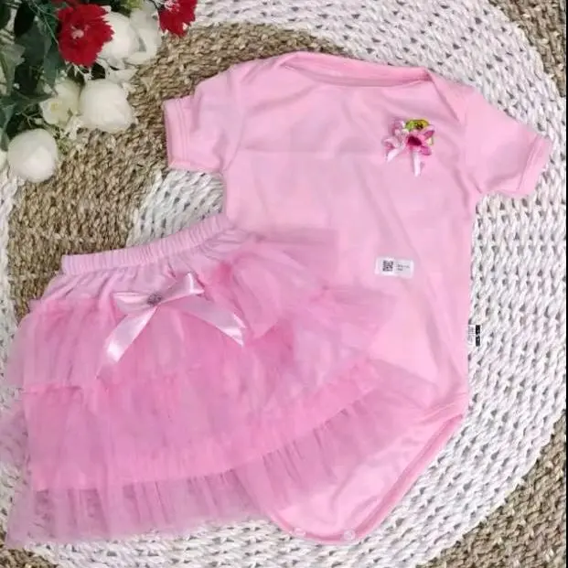 Setelan Jumpsuit dan rok tutu bayi Newborn umur 0-12 bulan Bayi Perempuan 6