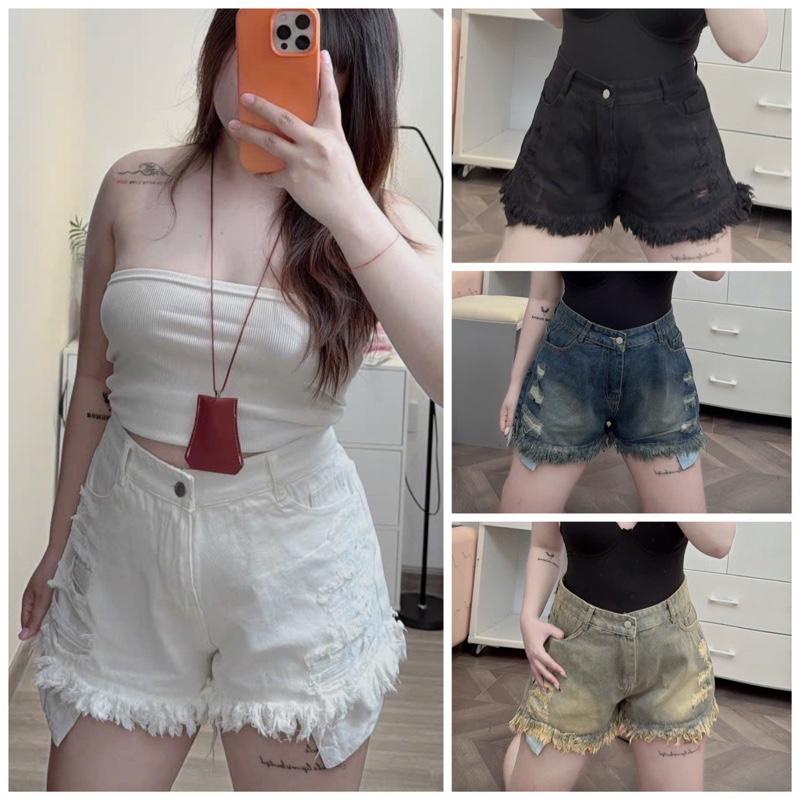 bigsize 60-90kg Quần sort jean lòi tua rua 2011 lưng cao