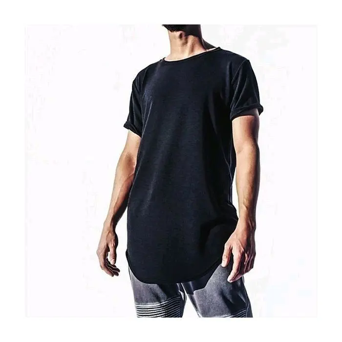 KAOS POLOS LONGLINE KUALITAS PREMIUM/KAOS LONGLINE PRIA/KAOS KURTA LONGLINE DEWASA Abu Hitam Oblong 4