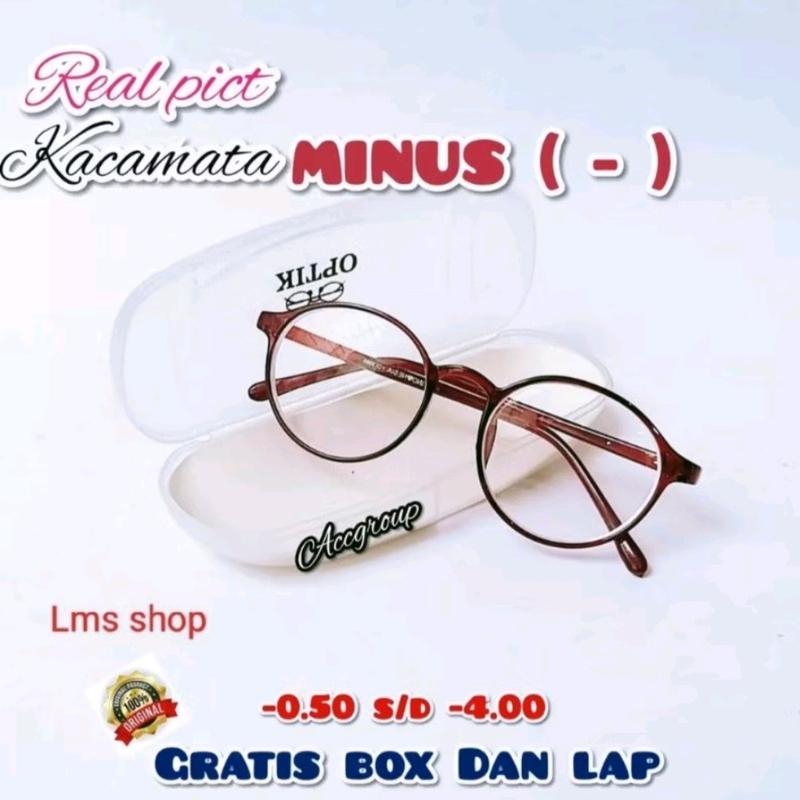 Kacamata Minus Bentuk Bulat 0-50-4-00 Free Lap Bok - Eyewear, Glasses 1