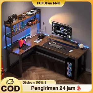 FUFU Meja Komputer Shaped L Meja Gaming Minimalis Meja Laptop Meja Kantor Meja Kerja Minimalis Modern