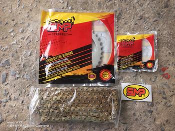 Product Review of (SMP X MTK  HEAVY DUTY 428) YAMAHA RXZ/ SS/ LC135/ Y125ZR/ Y110/ Y100/ Y75/ Y80 Front+Rear Sprocket+Gold Chain Motor Combo Set Hardened S20C Carbon Steel Heavy Duty Fine Blanking Technology Alloy Motorcycle Silver from Y**e 0
