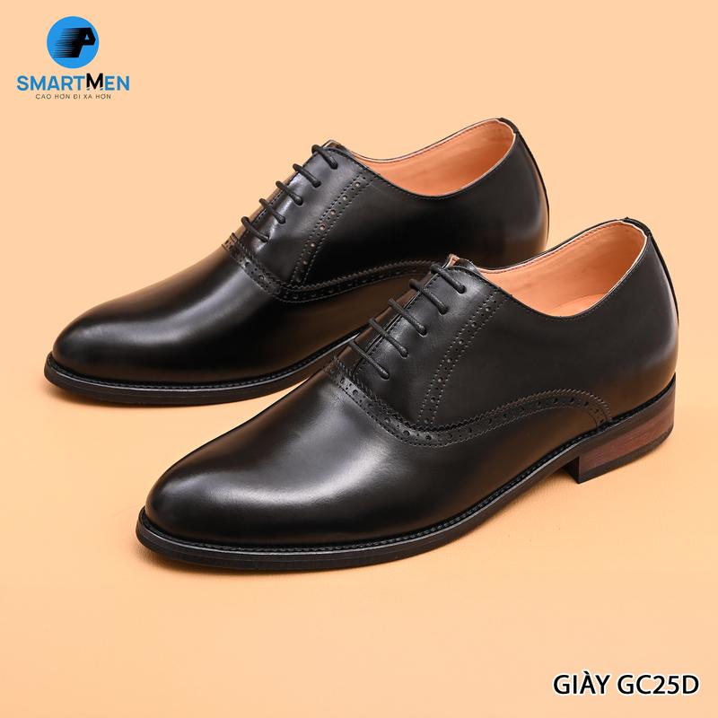 Oxford cao cấp Giày Công Sở Nam GC-25-D; Kiểu dáng Oxford brogue. Da Bò Nhập Khẩu Tăng Chiều Cao 6cm Đế Phíp Gỗ Sang Trọng – Smartmen Chính Hãng