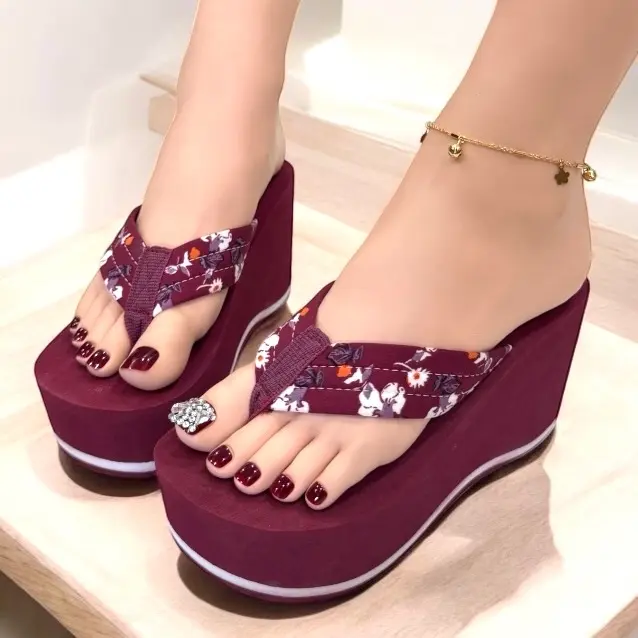 Dép xốp quai kẹp,quai ngang bông nâu cao 5,7,9p