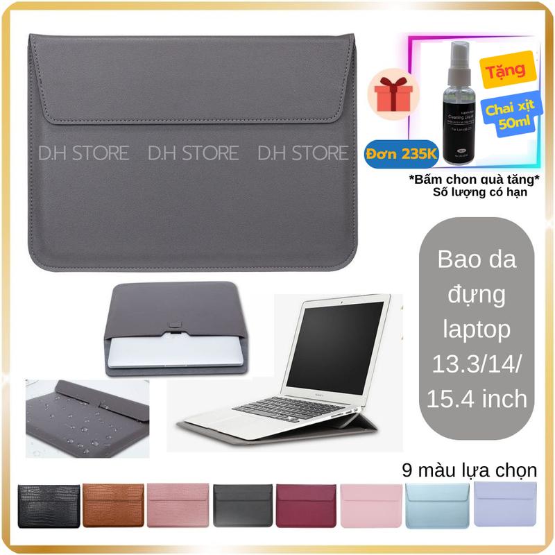 Túi Bao da Macbook Pro-Air/Laptop 13.3/14/15/16 inch chất liệu Da PU Mềm kết hợp làm giá đỡ. Bag laptop