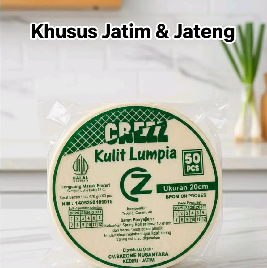 Kulit Lumpia CREZZ 20cm Isi 50pcs – Lentur Anti Sobek, Tidak Bau Asam, Cocok Jualan Risol & Lumpia Laris!