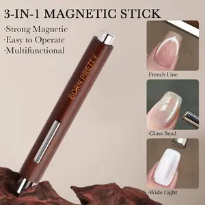BORN PRETTY 3-in-1 Multifungsi Cat Eye Magnetik Kucing Mata Kuku Magnetik Stick Super Kuat Gel Polandia Magnet Pen Silinder Besar Magnetik-59882