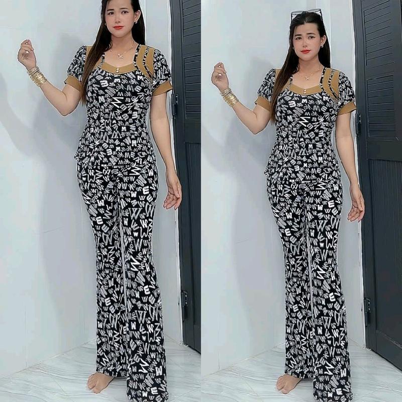 Đồ bộ nữ mặc nhà quần ống bass thun ati size 48 đến 78kg _Tâm Đan 5