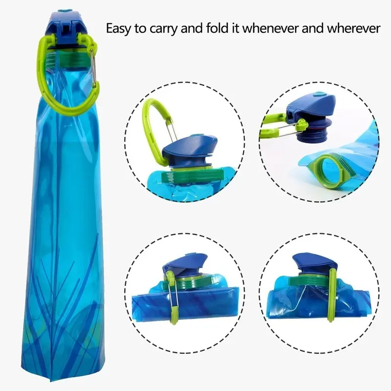 Botol Minum Lipat 700ml Traveling Camping Hiking Foldable Water Bottle 3