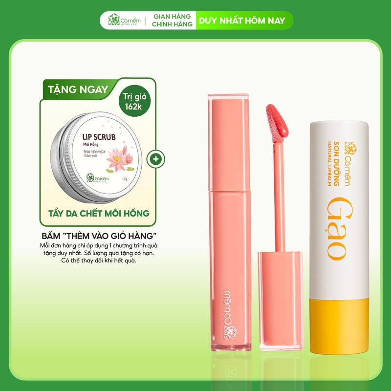 Combo Son Bóng Thuỷ Tinh Và Son Dưỡng Thiên Nhiên Môi Mềm Mịn Căng Mọng Cỏ Mềm