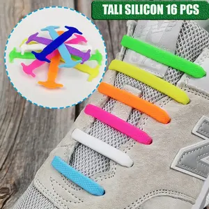 Tali Sepatu Silicon Elastis 16pcs Tanpa Ikat dan Praktis