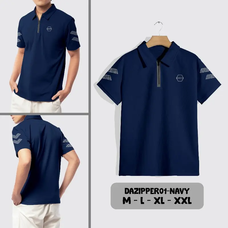 Kaos Polo Pria Kerah Dry Fit Premium Zipper Slim Fit Pende