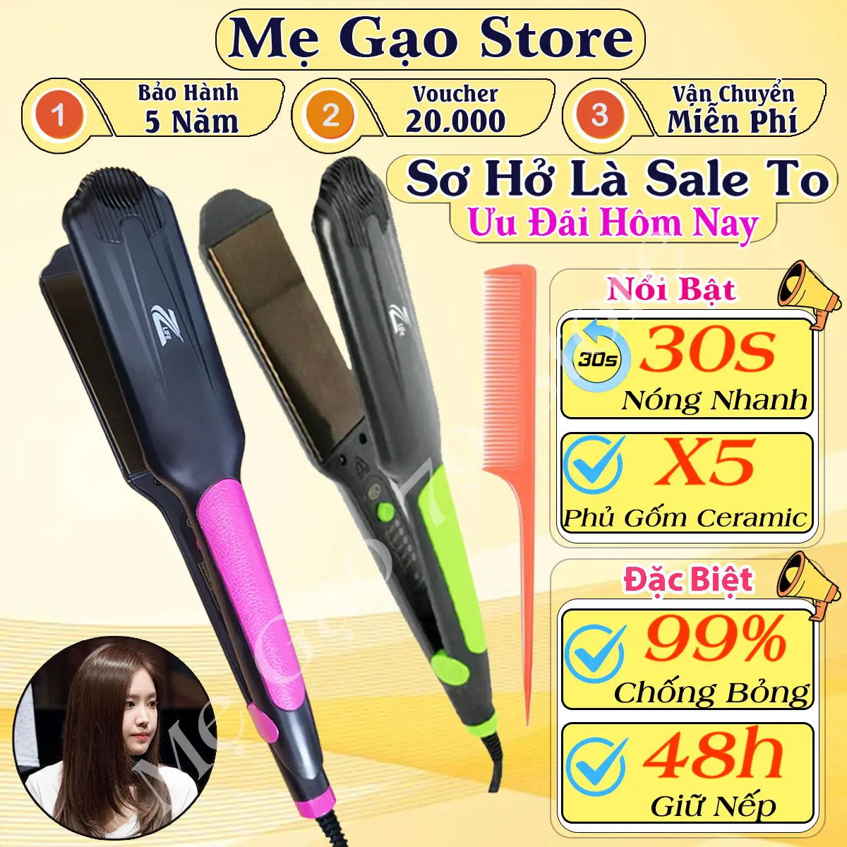Máy Duỗi Tóc Cao Cấp Zlife 2279, Máy Ép Duỗi Tóc Với 5 Mức Chỉnh Nhiệt Làm Nóng Nhanh Chóng, Máy là tóc An Toàn Chống Bỏng