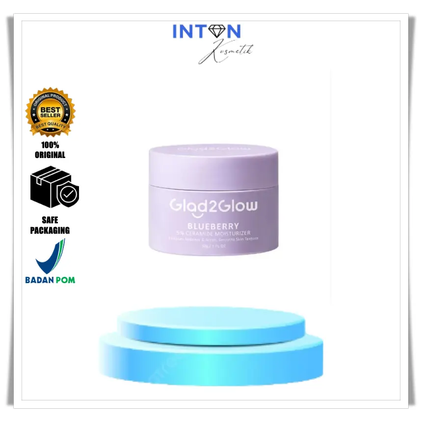 Glad2Glow Blueberry 5% CERAMIDE MOISTURIZER Calms Redness & Acnes, Smooths Skin Texture 30g