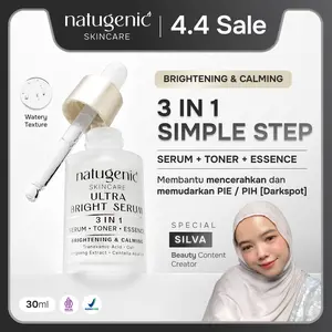 [Paket Spesial SILVAAINR] NATUGENIC - 3 IN 1 SERUM+TONER+ESSENCE (ULTRA BRIGHT SERUM) 30ml | Spots Treatment , Calm Redness, Brightening, Anti Darkspots, BPOM | Vitamin Tranexamic Mencerahkan Wajah  Hitam