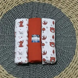 3 pcs Bedong Bayi Jumbo Uk 90x110 cm Motif Lucu untuk Bayi Laki-laki dan Perempuan