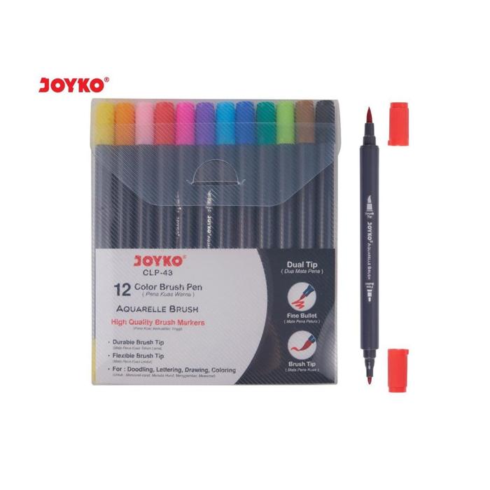 Gambar Joyko Aquarelle Color Brush Pen Pena Kuas CLP-43 12 Warna Kaligrafi - pena kuas dari CENTRO TRADING Kota Bandung Tokopedia