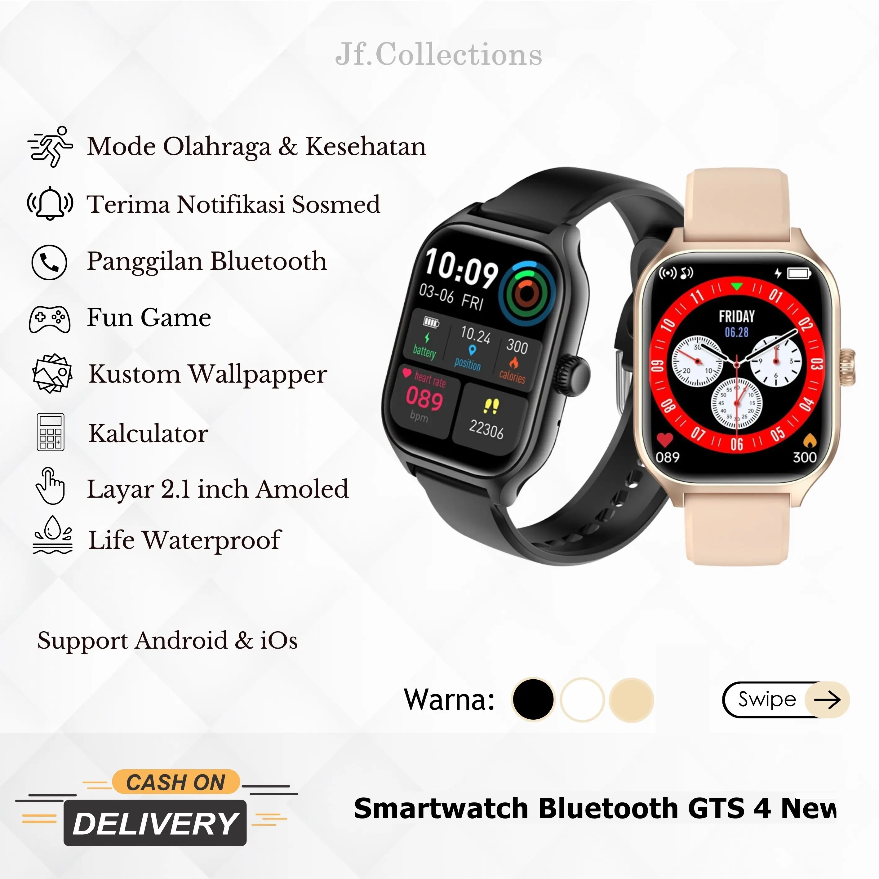 Jam Tangan Pintar 2024 Smartwatch GTS 4 New Watch Series 9 Anti Air Panggilan Bluetooth Pengingat Pemantauan Kesehatan Olahraga