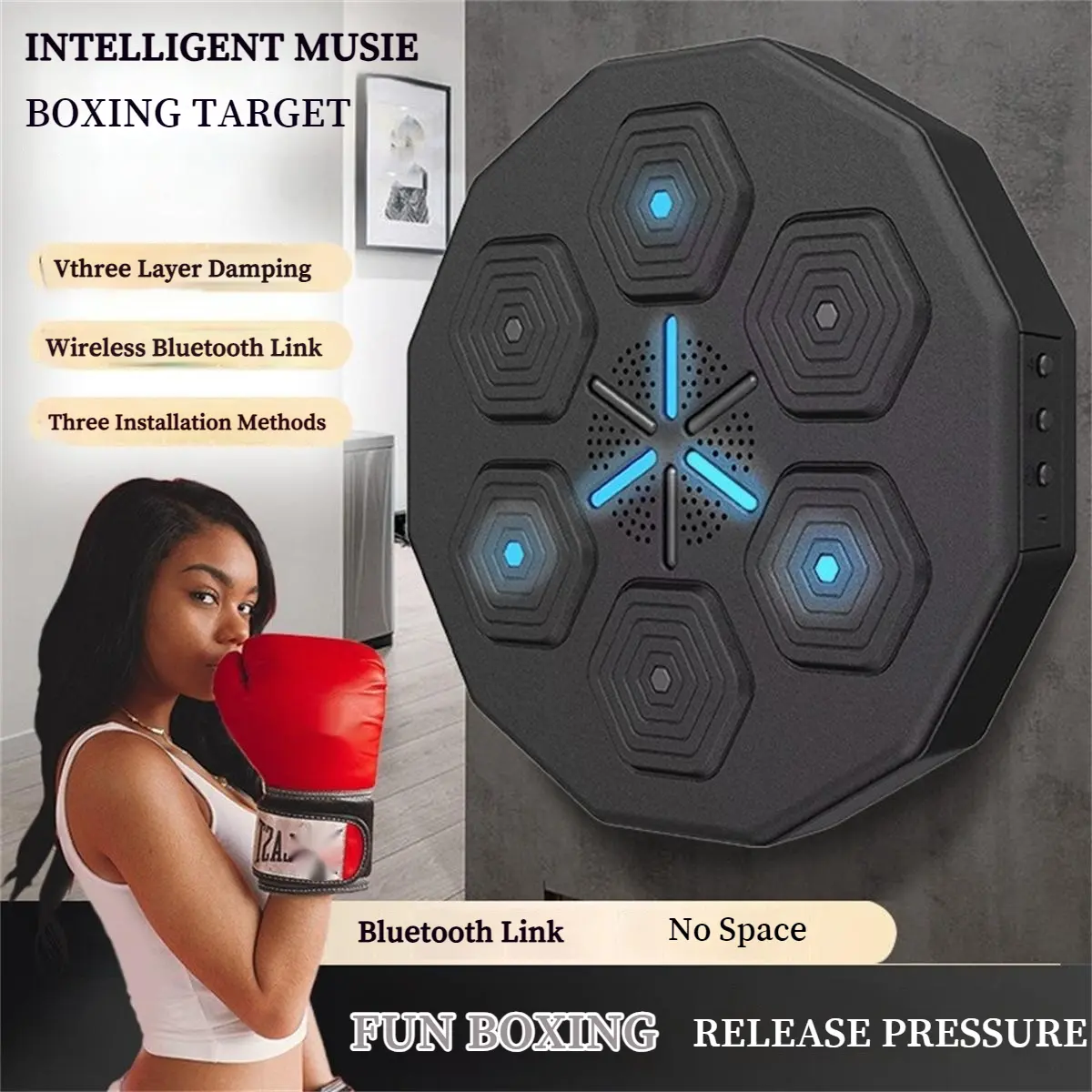Home Bluetooth boxing targets, intelligent music boxing machine wall targets, children's boxing training equipment punching response sandbags Outdoor Toys Fitness