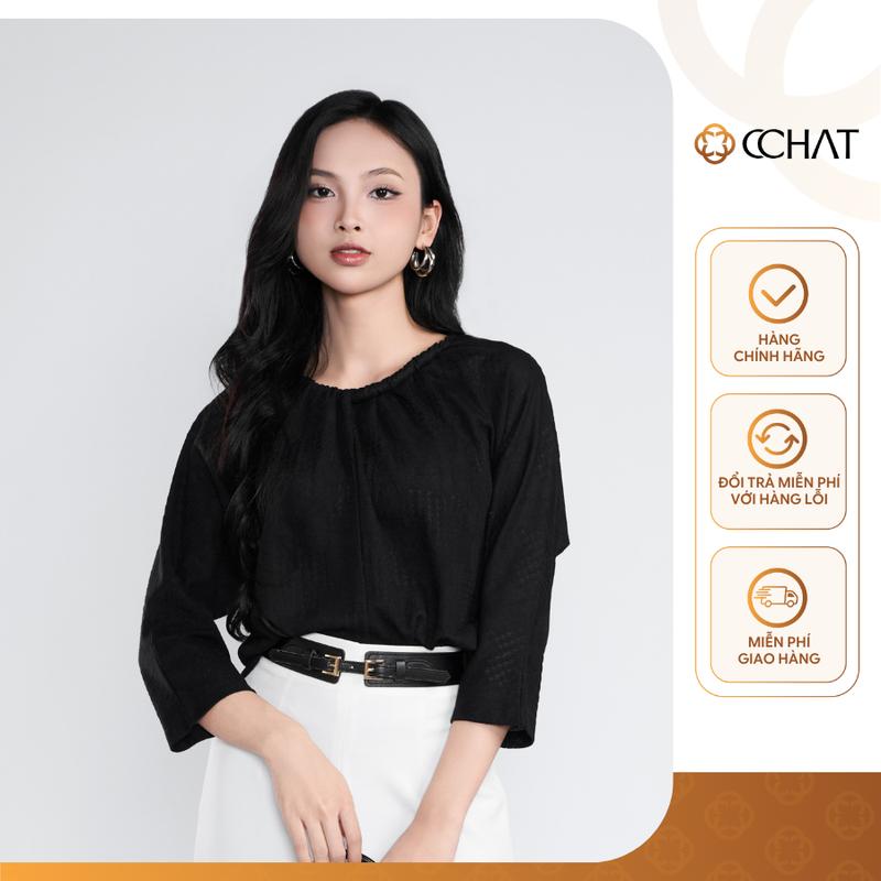  Áo Thun Nữ CCHAT Linea Dáng Ôm Cổ Xoắn Tay Liền Chất Thun Co Giãn 4 Chiều 15TNC2043OT 