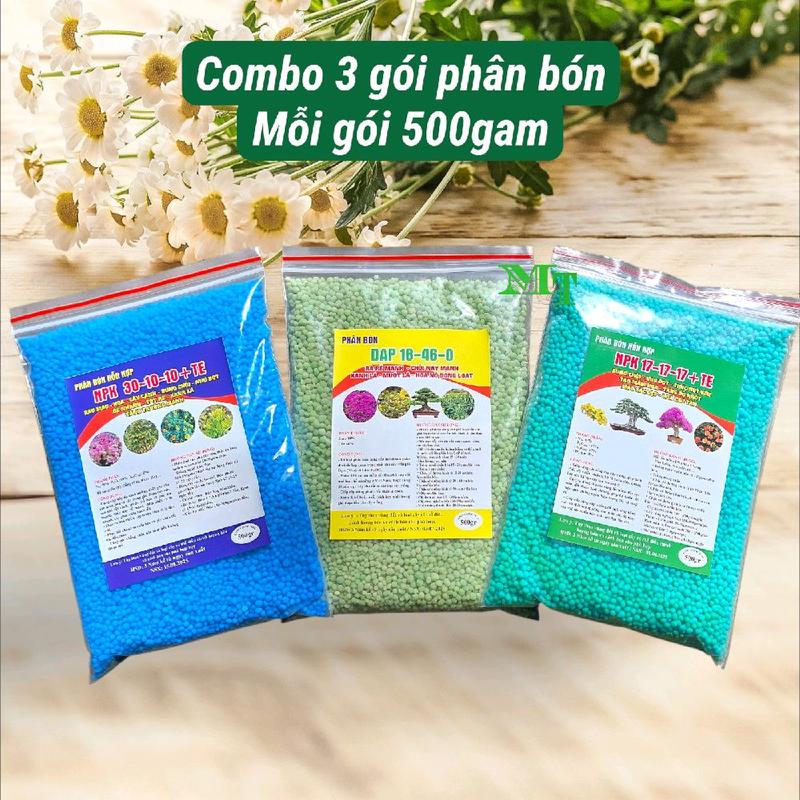 Ms20 Phân tưới gốc Combo 3 loại phân bón Npk mỗi gói trọng lượng 500gram Npk30.10.10 Dap 18.46.0 Npk 17.17.17