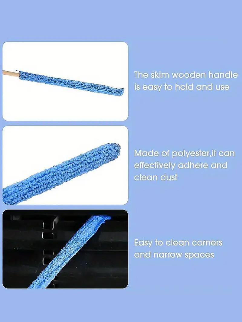Product Introduction of 5PCS Small Microfiber Duster Sticks for Cleaning, Mini Washable Car Vent Cleaner Fan Cleaning Brush Mini Blind Crevice Cleaning Tool Catch Dust for Windows dryer Vent Blind and Small Places 12