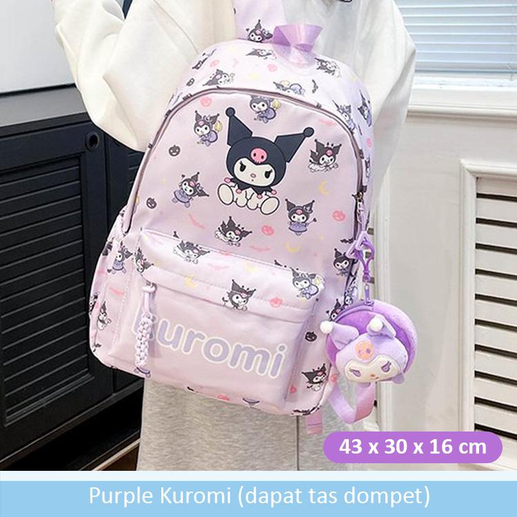 Product Introduction of Tas Ransel Sanrio Besar SD SMP SMA Kuromi Pochacco Melody & Hello Kitty | CL08 Kivaro Anak Motif Fashion 48