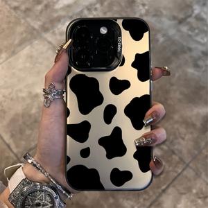 Funda protectora con diseño de vaca para iPhone 7 8 Plus X XR XS Max 11 12pro 13 14 15 Plus 16 Pro Max, anti-caídas, cubierta dura ultra delgada de TPU
