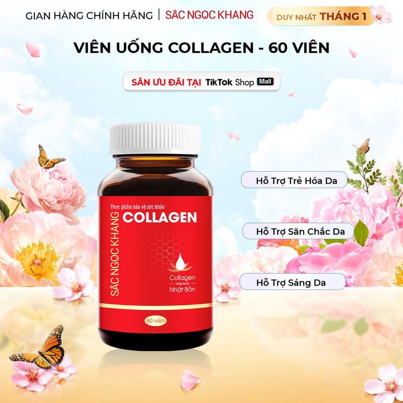 Viên Uống Đẹp Da Collagen Dipeptide Sắc Ngọc Khang Hũ 60 viên - Hỗ Trợ Da Tươi Trẻ Đàn Hồi Săn Chắc Cải Thiện Da Lão Hóa Chảy Xệ