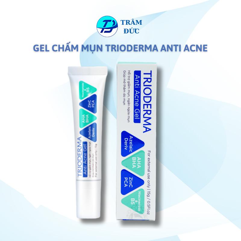 Trioderma Anti Acne Gel chấm mụn 15g - Hỗ trợ giảm thâm sau mụn hỗ trợ giảm mụn và ngăn ngừa mụn