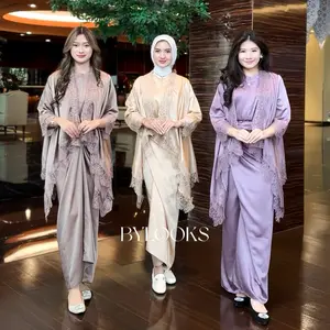 SET OUTER FUJI dress lebaran/ kodangan pesta termurahhh baju kondangan kekinian baju one set outer set brukat mewah wanita baju bridesmaid wanita Muslim Panjang Gamis Setelan