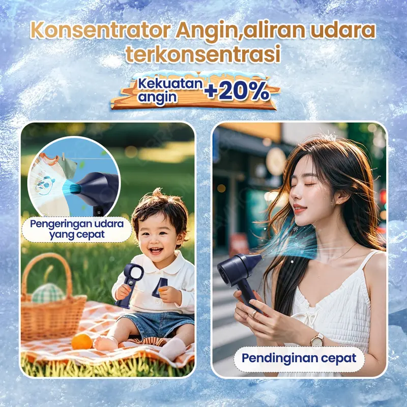 (COD)Bravhom Kipas Angin Turbo Portable LED Display 100 Gear 4000mAh Lampu Malam Dudukan kipas  kerajaan 1