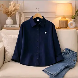 Kemeja Wanita Bordir Kuda Lengan Panjang Kekinian Korea Style Desain Elegan Warna Maroon Hitam Putih Denim Coksu Bahan Katun Polimicro Ukuran M L XL