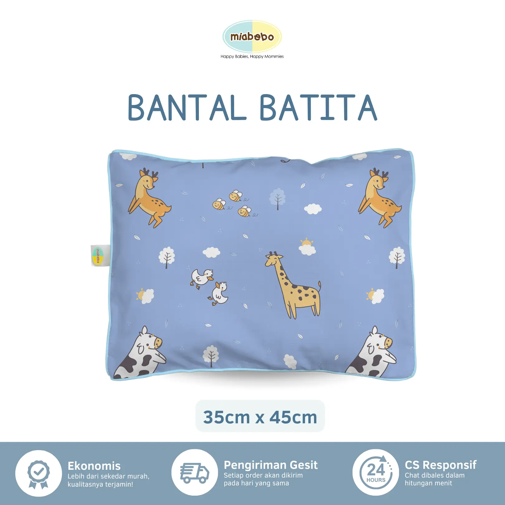 Miabebo Bantal Batita Lucu + Sarung Tidak Berbulu