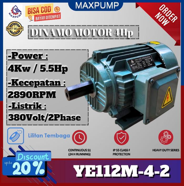 Gambar MAXPUMP Dinamo 3 Phase 5,5 HP 2800 RPM Dynamo Motor Electro Penggerak Mesin 2 pole 4kw 5.5hp 380 Volt 3000 RPM dari Poseidonpump Kota Administrasi Jakarta Utara Tokopedia