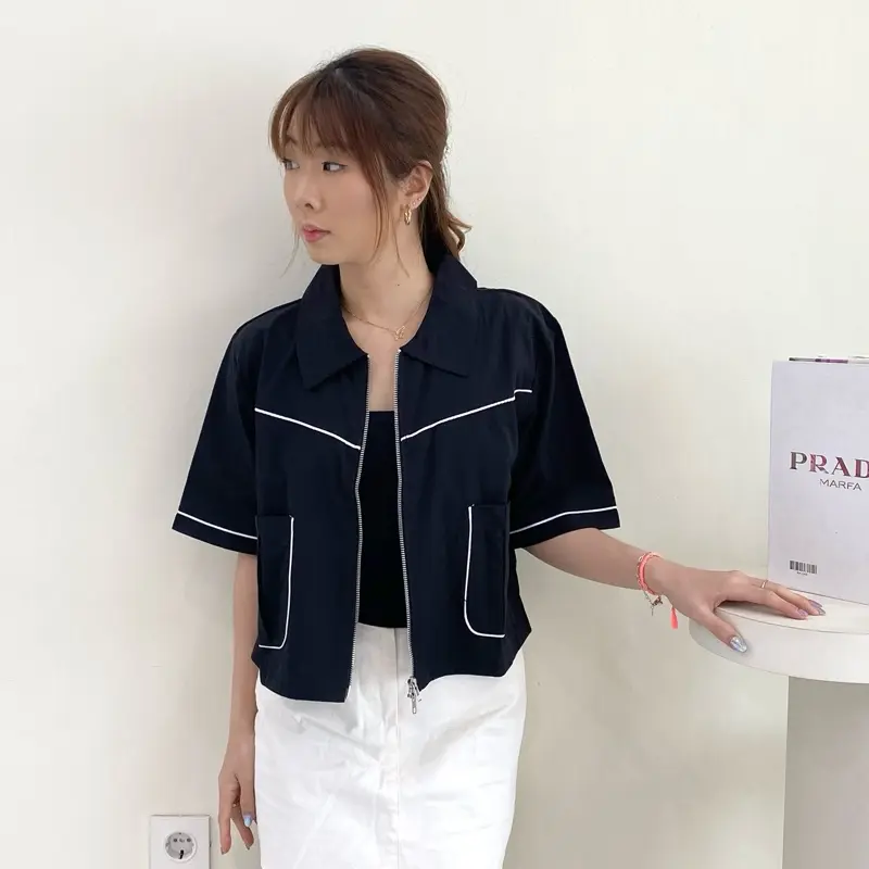 AVE - Erika Outer Crop Top Zipper | Atasan Kemeja Wanita Dewasa Crop Seleting 2