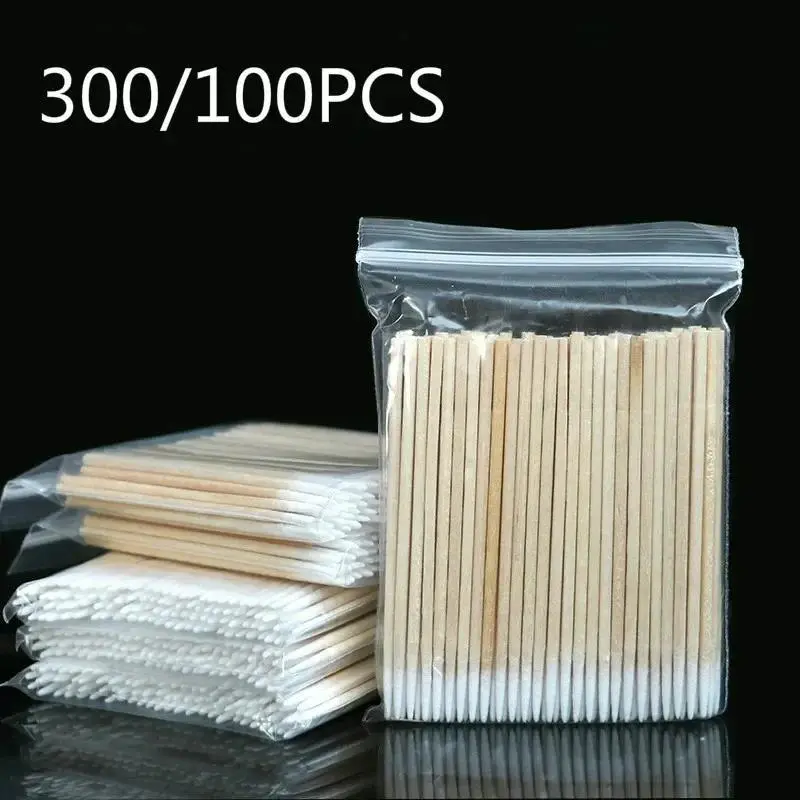 แท่งทำความสะอาดสำลีก้านไม้ เล็บ 300/200/100/80 ชิ้น ปลายดอก ใช้หัวผ้าฝ้ายไม้ สำหรับรายละเอียดการทำเล็บ ตัวแก้ไข น้ำยาล้างเล็บ เครื่องมือศิลปะ