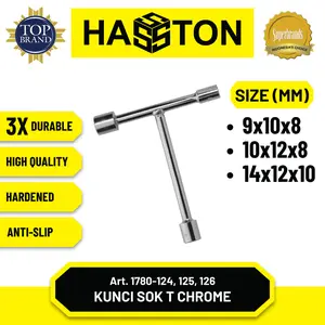 Hasston Kunci Sok T Chrome 8x12x10 mm / Socket Wrench-T (1780-125)