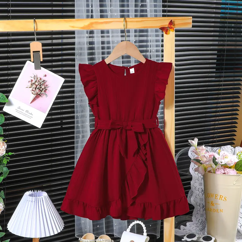 Váy Công Chúa, Không Tay, Nút Sau, Xếp Nhún, Dành Cho Bé 4-7 Tuổi, Thích Hợp Cho Bé Gái, Ootd 4