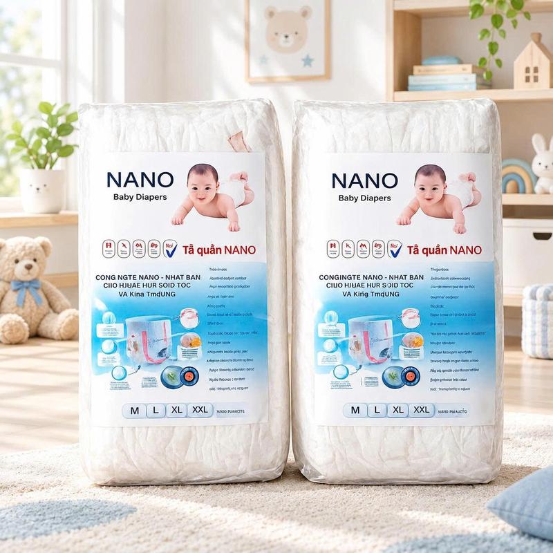 (nano + 2 chiếc)com bo 100 chiếc bỉm quần mềm mỏng thấm hút nhanh từ 800ml-1.200ml