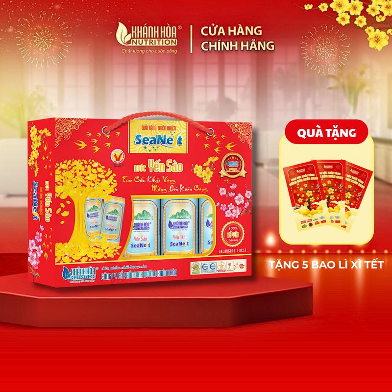 Tặng Bao Lì Xì Hộp Quà Tết Xuân Nước Yến Sào Lon SeaNest 3% - 5 Lon x 190 ML Khánh Hòa Nutrition