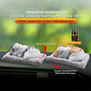 [ INOVASI TERBARU ] HOSELA Parfum Mobil Unik Pajangan Dashboard Mobil Motif Kucing Bamboo Hiasan Interior Mobil Hiasan Meja