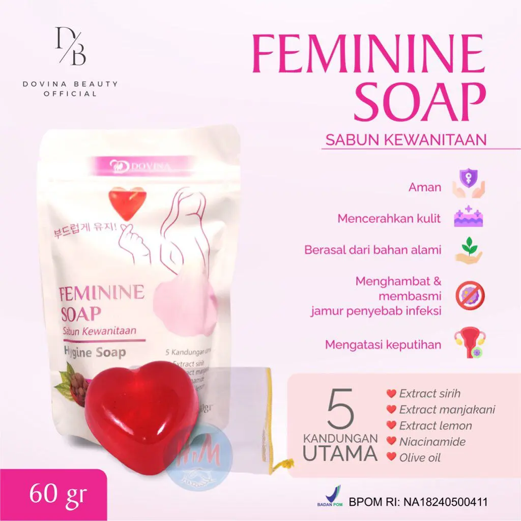 DOVINA FEMININE HYGINE SOAP / SABUN KEWANITAAN / SABUN MISS V ORIGINAL BPOM Gatal Hitam
