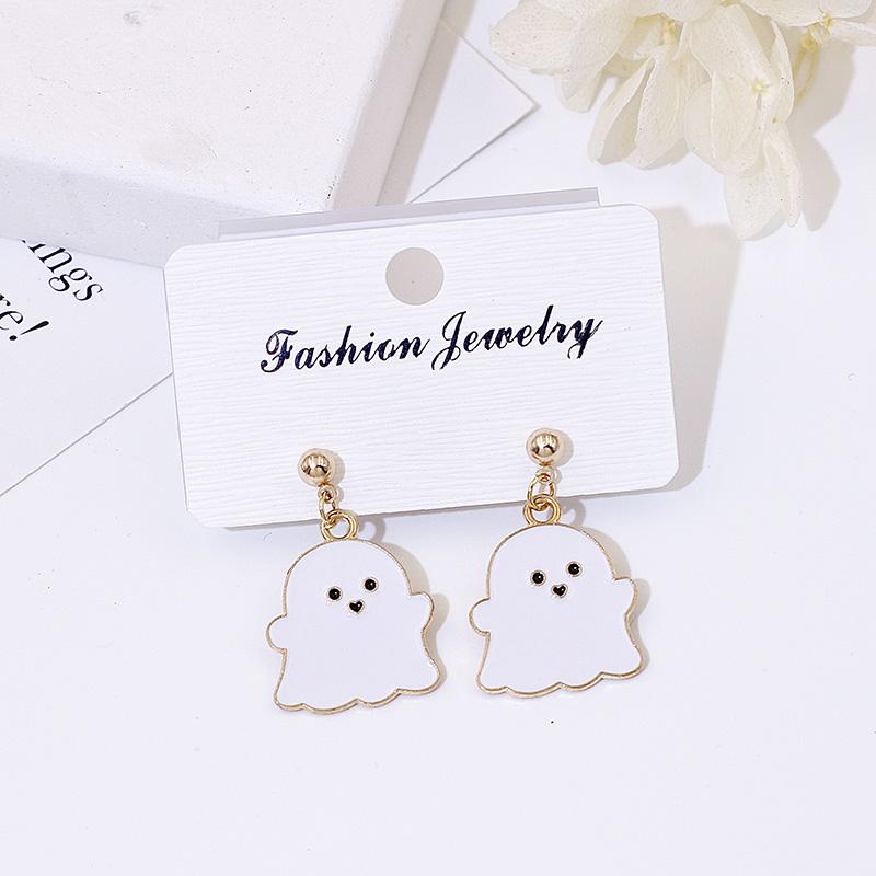 Product Introduction of 925 Silver Needle Halloween Earrings for Women Students Ghost Pumpkin Witch Pendants Drop Ear Jewelry 14