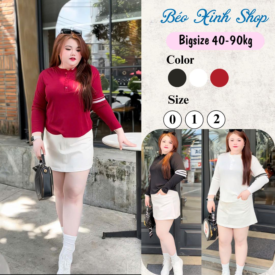 Áo Thun Nữ Tay Dài Phối Cổ V Tiểu Thư Vải Thun Tăm Bigsize Từ 45- 90Kg Dễ Thương Nữ Women Top - A.1429