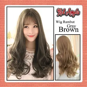 Red Angels Wig Rambut Palsu Model Wavy Gelombang - 65cm / Kostum Cosplay / HB - LIGHT GRAY