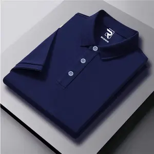 Rizgo - Polo Shirt polos Navy Blue Terkeren T-Shirt Baju Santai Baju Kerja Unisex Kaos Katun